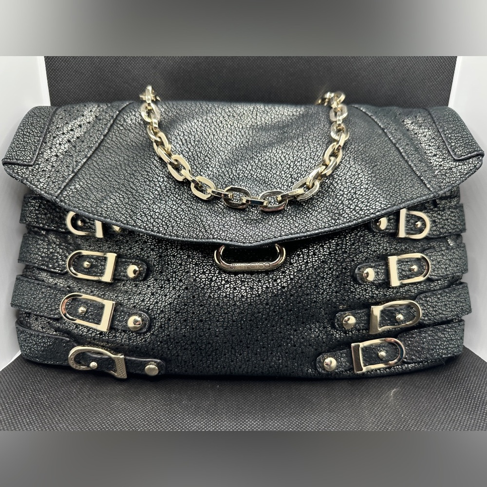Like New Jimmy Choo Leather Blythe Shoulder Bag Clutch